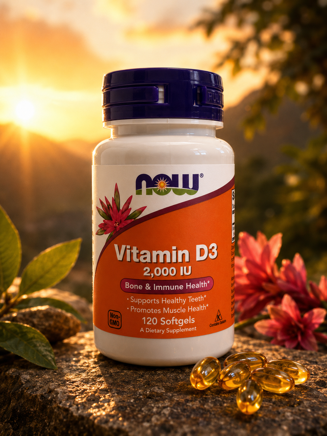 NOW Foods – Vitamin D-3 – 2 000 IE – 120 Softgels