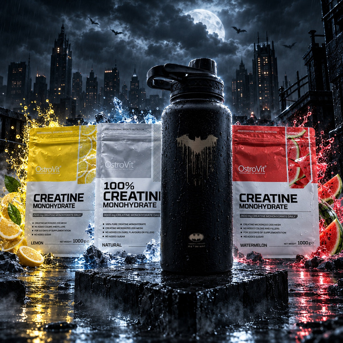 Batman Creatine Bundle – 1 kg Kreatin + 960 ml Flaske