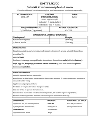 OstroVit - Kreatinmonohydrat Lemon - 1 000 g