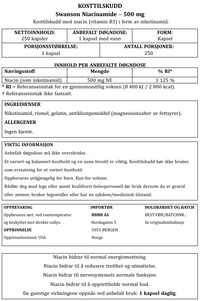 Swanson – Niacinamide – 500 mg