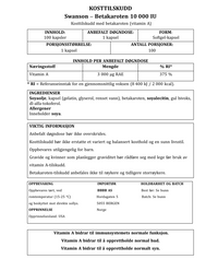 Swanson – Betakaroten (Vitamin A) 10 000 IU - 100 softgels